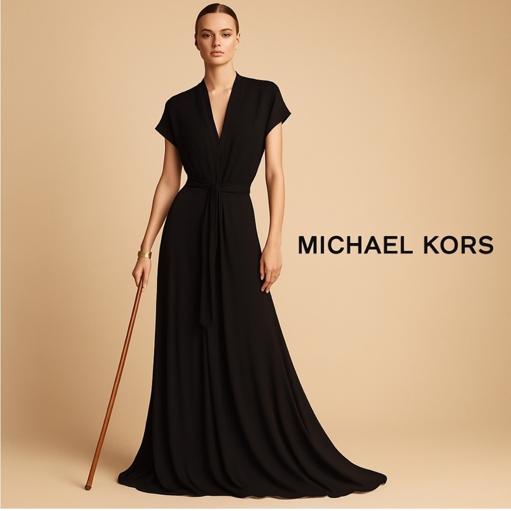 Michael Kors Black High-Low Maxi Dress | Size 10 | Elegant Evening Chic Size 10